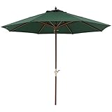 ウッドパラソル2.7m　クランク付き　グリーン ノーブランド品