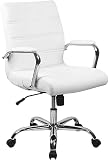 フラッシュファニチャー(Flash Furniture) エグゼクティブオフィスチェア ホワイト ミッドバック 回転式 レザーソフト クロームベース・アーム付き USAブランド 61.0D×58.4W×103.5H cm 【日本正規輸入品】 GO-2286M-WH-GG