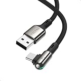 VOLTME USB C ケーブル L字 60W/3A QC3.0 急速充電 ナイロン編み タイプc ケーブル L型 LEDライト付き type-c ケーブル MacBook/iPad/iPhone 15/Galaxy S24/Pixel/Google/HP/Switch等type-cデバイス対応-1.2M