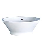 Decolav 1435-CWH Round Vitreous China Tapered and Angled Above-Counter Vessel with Overflow, White [