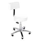 背もたれ付 低反発 スツール DX 高さ42～54cm ホワイト [ エステスツール キャスター付き 背もたれ付き 昇降式 オフィスチェア 丸椅子 スツール イス 椅子 チェア ]