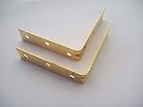 2 X 7.6cm/75mm Brass Plated Corner Braces Angle Brackets