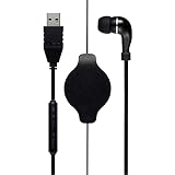 コントローラー付き 巻取り式 片耳イヤホン USBタイプブラック UHP-K01/BK