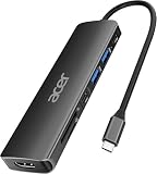 Acer USB C ハブ 7-in-1 Type-C アダプター 4K HDMI出力 100W PD急速充電 5Gbps高速転送 USB3.1ポート SD/TFカードリーダー iPad/MacBook/iPhone15Pro対応 ブラック