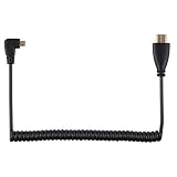 JSER ストレッチスプリング 左右角度90度 マイクロHDMI - HDMIオス HDTVケーブル 携帯電話 タブレット カメラ用 Right angled