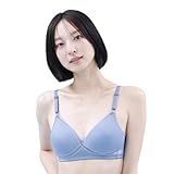 ノンワイヤーブラ クロスメッシュ 通気性 着け心地ラク モールドカップ ブラジャー ソフトデニム C75