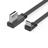 FEITIANWUGONG USB 2.0 - タイプ C データケーブル 2A 高速充電 480Mbps データ転送 フラットワイヤライン 90度エルボ タブレット フォン用 (10cm、USB L - タイプ C)