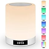ナイトライト 誕生日プレゼント Bluetooth スピーカー ワイヤレス スピーカー 目覚まし時計 ベッドサイドランプ 卓上ライト Bluetooth4.2光+音 USB充電 タッチ式 多色変換＆三階段 マイク内蔵 停電対策 防災 誕生日プレゼント 日本語取扱説明書付き (ナイトライト)