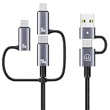 USB 充電ケーブル 6in1 ケーブル PD240W（C to C） PD3.1対応 USB Type C/Micro/IP to USB C/A 急速充電 高速データ転送 1本6役 充電コード 高耐久ナイロン編み タイプC ケーブル タイプC ケーブル 多機種対応 ブラック(2M)