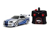 Jada Toys Fast＆Furious 1:24 2002 Nissan GT-R R34リモートコントロールカーRC、2.4GHz、子供と大人向けのおもちゃ