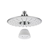Kelica雨ヘッドwith防水ワイヤレスBluetoothスピーカー音楽&電話コールin Bath ,ホワイト