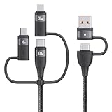 USB 充電ケーブル 6in1 PD100W Type C/Micro/IP to USB C/A 急速充電 高速データ転送 1本6役 充電コード 高耐久ナイロン編み 多機種対応 (黒, 1.2M)