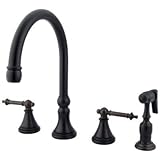 Kingston Brass KS2795TLBS Tuscany 8-Inch Kitchen Faucet with Brass Sprayer, Oil Rubbed Bronze [並行輸入品