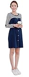チュニックスタイルマタニティー・ネイビーボーダー・ソフトな素材で着心地満点！（Lサイズ）