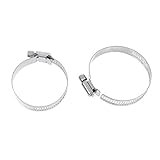 Lovoski 2個　304ステンレススチール　ホースクリップ　調節可能　ウォームギア　ホースクランプ　全6サイズ - 33-57mm