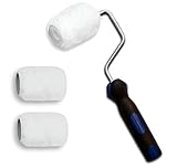 ALAZCO 3" Mini Paint Roller (4-wire Cage) Frame & 3 Covers for Painting Trims, Edges, Corners, Small