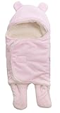 ange select ベビー おくるみ 星 柄 ふわふわ クマさん 新生児 出産祝 スリーパー (ピンク無地(小))
