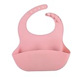 OYAN よだれ掛け　ベビー　赤ちゃん　幼児　エプロン　ビブ　可愛い　柔らかくて軽量 シリコン製　食事　片付け （2個色） (ピンク)