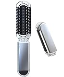 【UQ商事】 折りたたみヘアブラシ レディース スカルプブラシ ミラー付き ハンディブラシ 携帯ブラシ 頭皮マッサージ スカルプケア