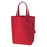 コンパクトバッグ(L)ポーチ付 / レッド / トートバッグ A4 無地 エコロジーバッグ 1型 100点 【100点】