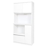 【国産 大川家具 開梱設置無料 完成品】食器棚 キッチン収納 レンジ台 キッチン 収納 キッチンキャビネット キッチンボード (ホワイト艶有, 幅90cm(モイス加工有り))