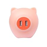 Fanme USB Charger Outlet Baby Wall Night Light Pig LED Plug-in Sleeping Lamp with Light Sensor for K