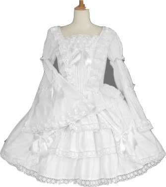 Amazon Co Jp ピュアなイメージ 白 ワンピース 白 長袖ワンピース フリル リボン ロリータ M 服 ファッション小物