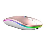 マウス 無線 bluetooth ワイヤレスマウス 静音 薄型 7色LEDランプ 無線マウス 3レベルのDPIモード 2.4GHz 光学式 高感度 USB 高精度 コンパクト 省エネ 持ち運び便利 多機種対応 mecaponn (ローズゴールド)