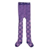 フラワープリントタイツ　パープル 86 92cm