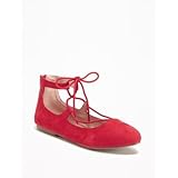 オールドネイビー OLD NAVY/ スエードレースアップフラッツ レッド シューズ 23cm【並行輸入】