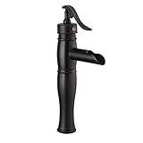 beelee bl0598bh Waterfall注ぎ口排水溝シングルハンドルシンク蛇口ミキサータップ、ORBオイルはブロンズ洗面所洗面Tallボディ