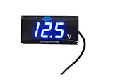 e-auto fun 小型防水LEDボルトメーター 電圧計ブルー表示 バイク用小型防水LEDボルトメーター(電圧計)12V専用 電圧低下の警告機能付
