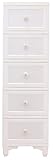 陶器の取っ手付き　猫脚チェストシリーズ　5段　パールホワイト  パールホワイト