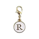 [sslink] バッグチャーム ホワイト - S イニシャル アルファベット メダル マスクチャーム ファスナーチャーム 手芸 クラフト パーツ 小さめ