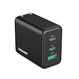 Tecknet PD充電器 Type-C急速充電器 65W高出力 GaN採用 3ポート搭載（USB-C×2 USB-A×1) iPhone/