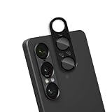 Xperia 1 VII 対応 カメラ保護 ガラスフィルム 硬度9H 強化ガラス 衝撃吸収 飛散防止 全面保護 薄型 露出オーバー防止 アルミ合金 カメラカバー 高透過率 自動吸着 気泡ゼロ 汚れ防止 貼り付け簡単（ブラック）