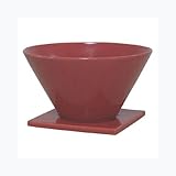 インテリアポット シャロー レッド 21cm 皿付 (穴有・キャップ付) 植木鉢