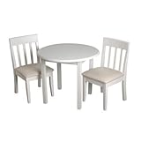 Gift Mark Children's Round Table with 2 Matching Upholstered Chairs, White by Gift Mark [並行輸入品]