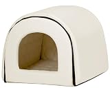 PetStyle 犬 猫 ベッド ドームハウス ペットベッド 夏用 折りたたみ 洗える 猫ハウス 犬ハウス 室内 夏 ひんやり 冷感 おしゃれ ドーム型 ペットハウス Mサイズ 小型犬 中型犬 暑さ対策 (春夏/クリーム)