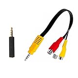 YFFSFDC 3.5mm RCA 変換 ケーブル AVケーブル 変換プラグ付き4極ミニプラグ 4極ミニプラグRCAステレオオーディオ ビデオ変換ケーブル 22cm オス3メス カーナビ ドラレコ バックカメラ テレビ カロッツェリアなど 映像 オーディオコード 赤 白 黄 3RCAオスプラグ CTIA-OMTPアダプタ付き