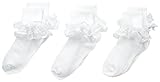 Jefferies Socks Big Girls' Dressy Lace Socks (Pack of 3) White Small [並行輸入品]