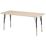 ECR4Kids 24" x 72" Rectangular Activity Table, Standard Legs w/ Swivel Glides (Maple Top/Black Legs)