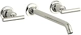 KOHLER K-T14417-4-SN Purist Two-Handle Wall-Mount Lavatory Faucet Trim with 10-1/4" Spout and Lever 