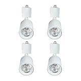 Luxour スポットライト ダクトレール レールライト 60W形相当 LED一体型 LED電球内蔵 ライティングレール専用 ダクトレール レールライト 電球色 自然色 昼白色 ダクトレール用照明 LED 一体式 おしゃれ スポット照明 ダイニング 間接照明 照明器具 ハロゲン電球 (4セット, ホワイトの器具-電球色)