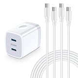 Hootek USB C 充電器 Type-C 2ポート 30W 急速充電器 iPhone with 60W タイプC ケーブル*1.5M/2本 PPS&PD3.0対応/PSE認証/コンパクト ACアダプター USB コンセント タイプC アダプター 電源 携帯電話 スマホ iPhone17、Galaxy S26、iPad Pro、MacBook Airその他USB-C 機器対応(ホワイト)