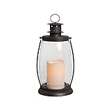 Gerson Everlasting Glow 42466電池式金属とガラスランタンwith 3 by 4.5 " Flameless LED樹脂Candle、6.3 by 12 "素朴なブラウン