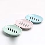 ソープディッシュ、シンクとバスのためのドレインと石けんケースのバーソープホルダー、ドレーンウェル、石けんを乾燥し、きれいな（グレー）