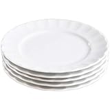 Amazon 5枚セット 白い食器 われにくい強化磁器 Tiara ティアラピュアホワイト フリル サラダプレート ディナー皿 23ｃｍ しろい おしゃれ 可愛い 白い ホワイト 白い器 白い食器 白い陶器 高級白磁 カレー パスタ皿 オンライン通販