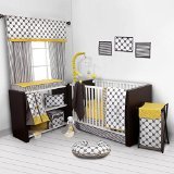 Bacati - Dots/pin Stripes Grey/yellow 10 Pc Crib Set Without Bumper Pad by Bacati