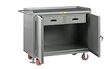 Little Giant MM2D-2448-2DRFL Non-Slip Vinyl Top Mobile Bench Cabinet with Double Storage Drawers and